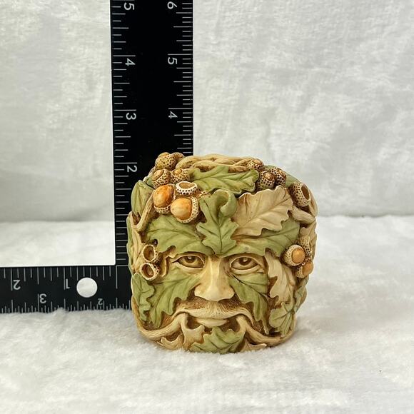 Harmony Kingdom 2003 Mel’s Melange Trinket Box Green Man Acorn Face 3.25" w/ Box - Picture 8 of 10